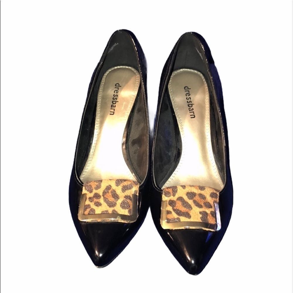 Dressbarn Black Leopard print heels. Sz 6.5